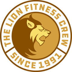 lion logo, side view. symbol of courage, bravery, and power for fitness brand