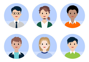 Men avatars flat sticker set