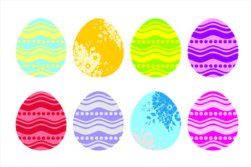 Set of cute Easter eggs. Isolated Easter eggs spring holiday. Vector illustration of colorful Easter Egg
