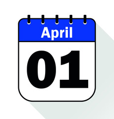 April day 1 blue - Calendar Icon - Vector Illustration
