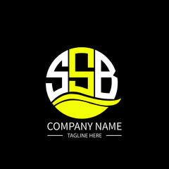 SSB logo monogram isolated on circle element design template, SSB letter logo design on black background. SSB creative initials letter logo concept.  SSB letter design.