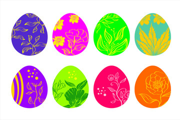 Set of cute Easter eggs. Isolated Easter eggs spring holiday. Vector illustration of colorful Easter Egg