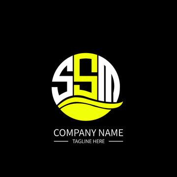 SSM logo monogram isolated on circle element design template, SSM letter logo design on black background. SSM creative initials letter logo concept.  SSM letter design.