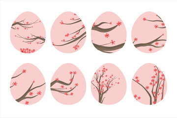 Set of cute Easter eggs. Isolated Easter eggs spring holiday. Vector illustration of beautiful Easter Egg