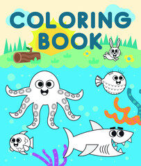 Coloring book on marine animals