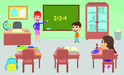 School objects, classroom objects teachers and students