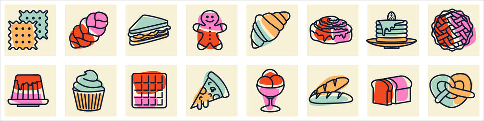 Fototapeta premium Bakery shop set icon symbol template for graphic and web design collection logo vector illustration