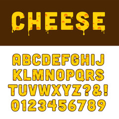 Alphabet and Numbers with Cheese Style Design