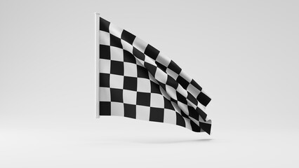 National banner flag of Pole Position waving in the wind isolated on white background. 3d realistic fabric rendering illustration