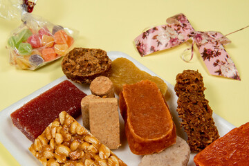 coconut candy, pumpkin candy, paçoca, peanut butter