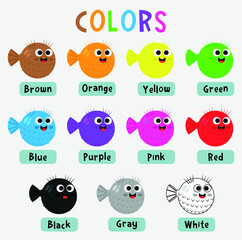 Colorful fish poster on colors for children