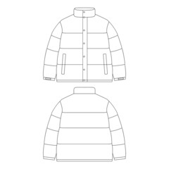 Template down jacket vector illustration flat design outline clothing
