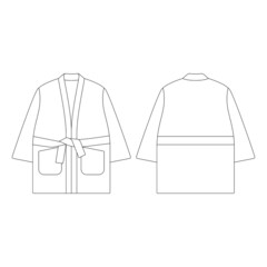 Template gown coat with pockets vector illustration flat design outline clothing