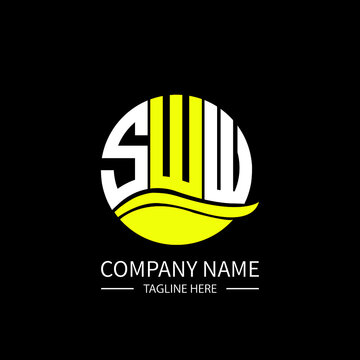 SWW logo monogram isolated on circle element design template, SWW letter logo design on black background. SWW creative initials letter logo concept.  SWW letter design.
