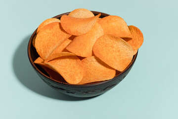 Chips, potato chips, chips on different backgrounds, crispy snack