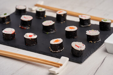 Variety of sushi freshly prepared