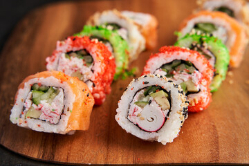 Variety of sushi freshly prepared