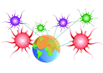 Coronavirus danger for public health and Whole Earth vector illustration