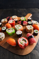Variety of sushi freshly prepared