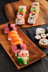 Variety of sushi freshly prepared