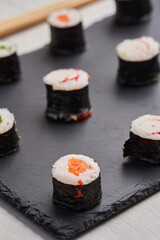 Variety of sushi freshly prepared
