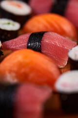 Variety of sushi freshly prepared