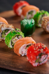 Variety of sushi freshly prepared