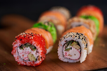 Variety of sushi freshly prepared