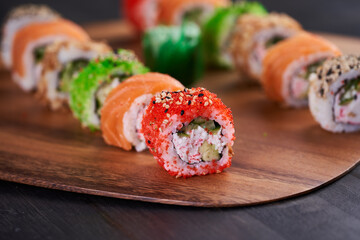 Variety of sushi freshly prepared
