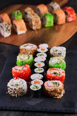 Variety of sushi freshly prepared