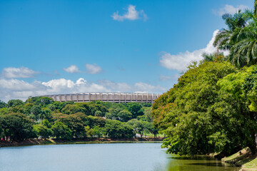 Fototapeta na wymiar A Lagoa da Pampulha é uma lagoa situada na região da Pampulha no município de Belo Horizonte no Estado de MG. Faz parte de um complexo de monumentos arquitetônicos concebidos por Oscar Niemeyer.