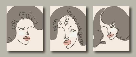 Handdrawn Abstract Contemporary Modern Line Art Face Illustration
