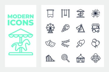 Fototapeta premium Amusement Park set icon symbol template for graphic and web design collection logo vector illustration