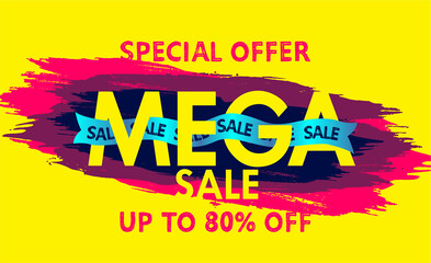 Sale banner template design, Mega Big sale special offer. Vector illustration easy editable template for banner, poster or web page.