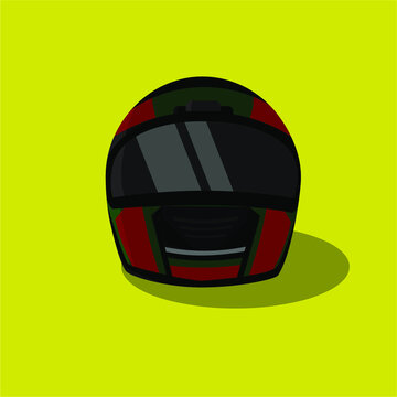 vector black red and green racer helmet yellow background
