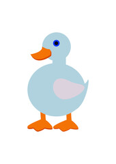 Duck in bright colors, farm birds. Cute and funny colorful duck  cartoon vector illustration isolated on white background. Vector baby duckling Cute cartoon illustration for kids. Farm birds 