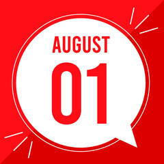 A vector illustration with text: August 1 st day. White balloon on a red backgound.