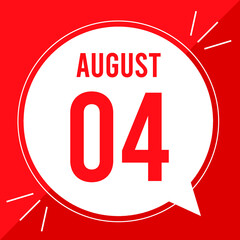 A vector illustration with text: August 4 st day. White balloon on a red backgound.