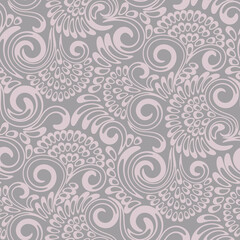 Vector seamless floral pattern with twisted elements
