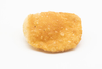 Puffed fried luchi or puri isolated on a white background