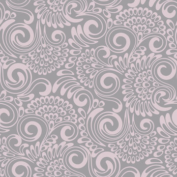 Vector seamless floral pattern with twisted elements