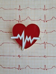 Electrocardiogram patient heart icon closeup. Myocardial infarction