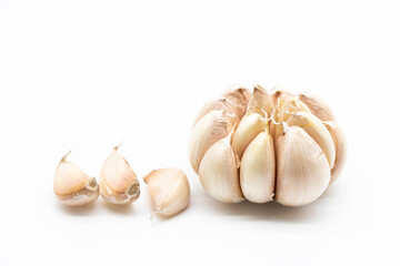 Garlic collection Isolated on white background Clipping Path