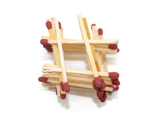 Piles of matchstick isolated on white background