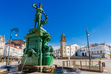 Diana's Fountain inaugurated in 1867 in Betanzos city Galicia Spain - obrazy, fototapety, plakaty