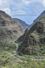 A car driving the gorge of Guyadeque  Gran Canaria