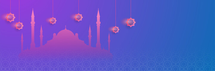 Stylish golden mosque design islamic banner background