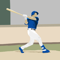 야구 시합에서 진블루팀 야구선수가 홈런을 치는 모습 입니다. 