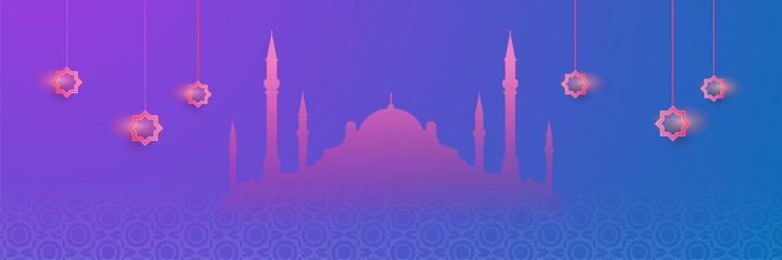 Stylish golden mosque design islamic banner background