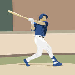 야구 시합에서 블루팀 야구선수가 홈런을 치는 모습 입니다. 